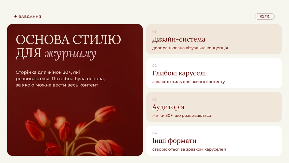 NOVIWOMEN.UA — Завдання: Онлайн-журнал для жінок 30+, які розвиваються. Потрібна була основа стилю, за якою можна вести весь контент.
